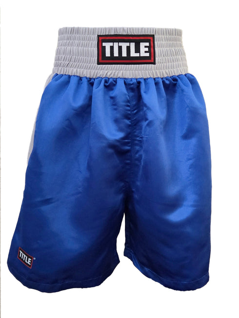 Title Boxing Trunks: - Satin-Blue